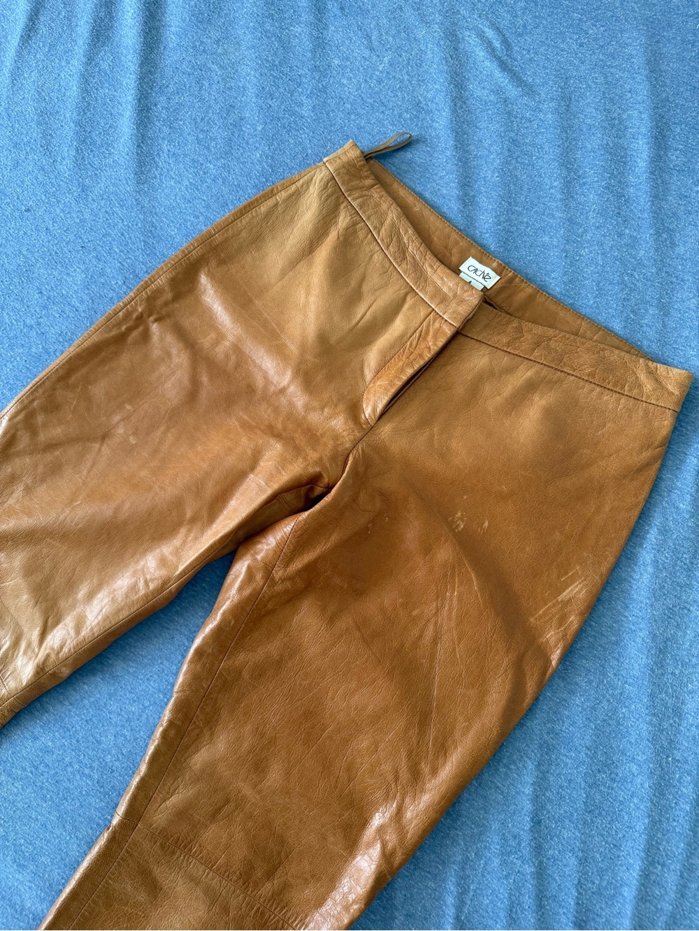 Vintage Brown genuine Leather flare Pants size 4